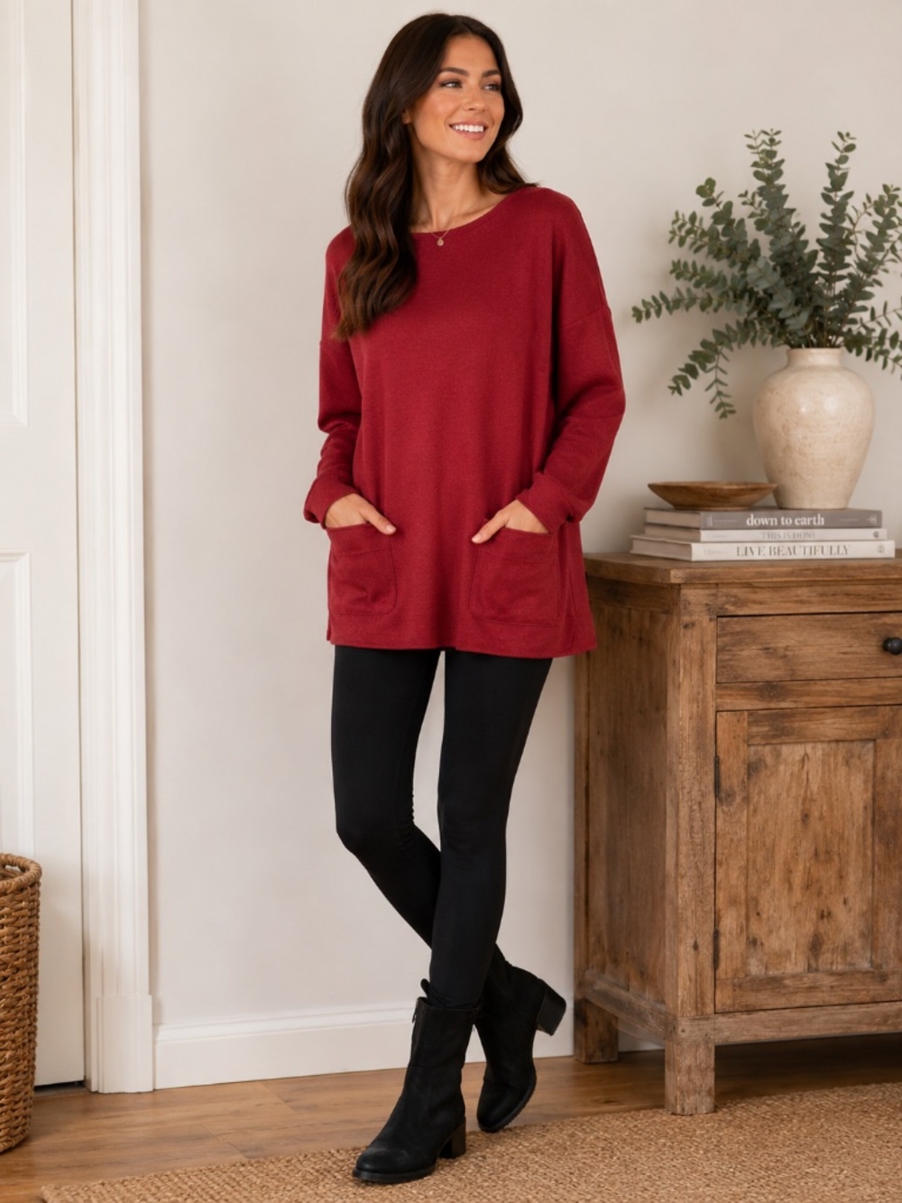 J Jill Cranberry Sweater